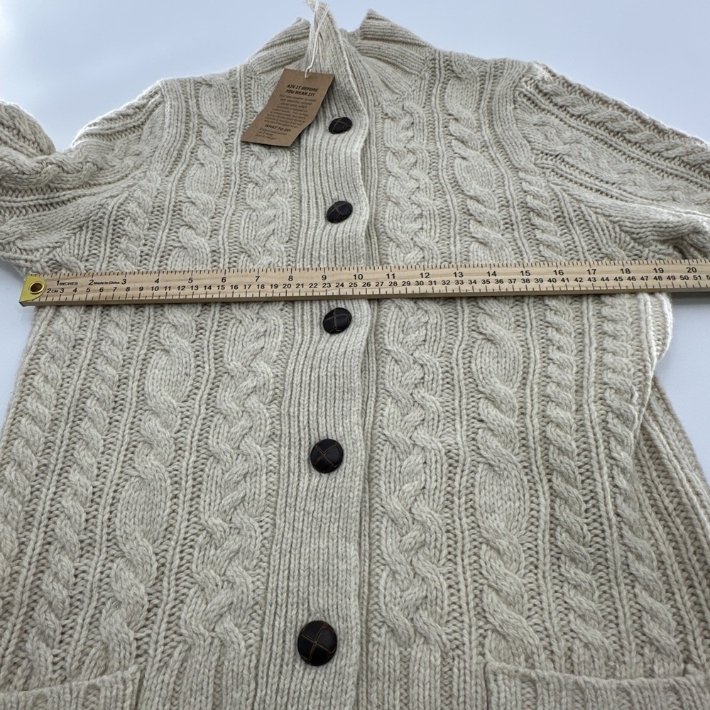 Duluth Trading Fisherman Cardigan Women's L Cream Wool Cashmere Cable Knit NWT - Picture 10 of 16